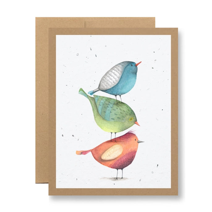 Plantable Greeting Card - (Watercolor Birds in a Stack)