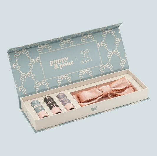 Gift Set, Coquette Lip Balm Trio + Kaxi Hair Bow