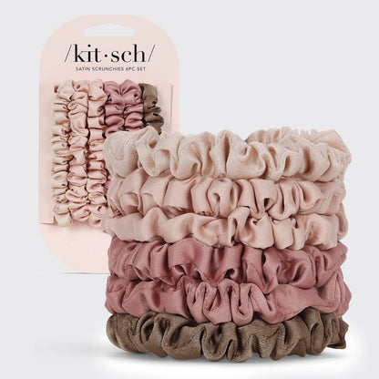 Ultra Petite Satin Scrunchies 6pc - Terracota