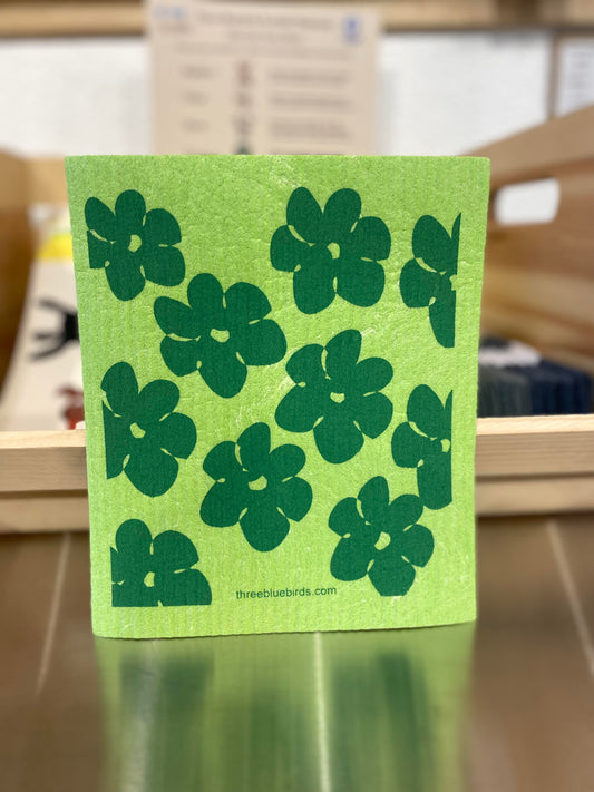 Swedish Dishcloth, Flower Power (Apple Green)