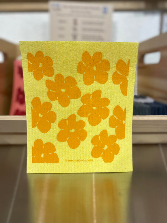 Swedish Dishcloth, Flower Power (Yellow)